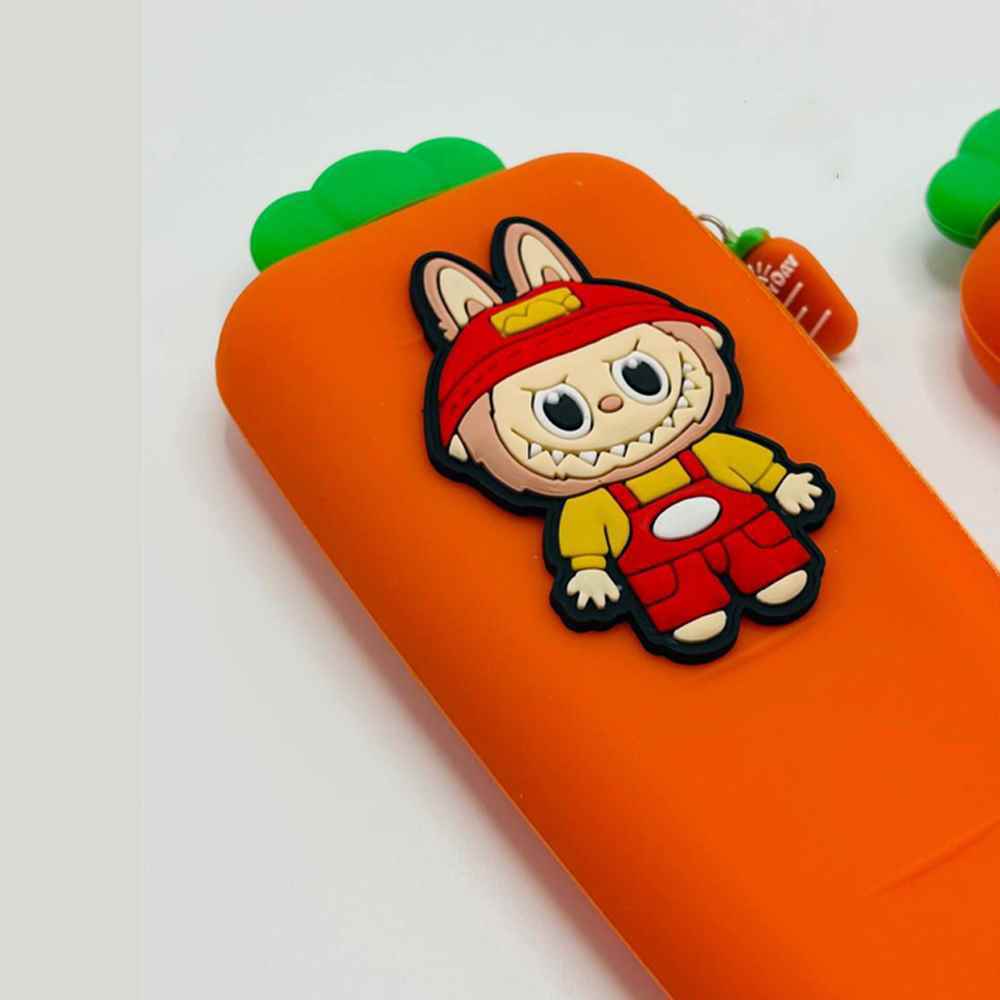 جامدادی تک زیپ سیلیکونی  هویج SUNNY DAY طرح لبوبو و کرومی کد1001